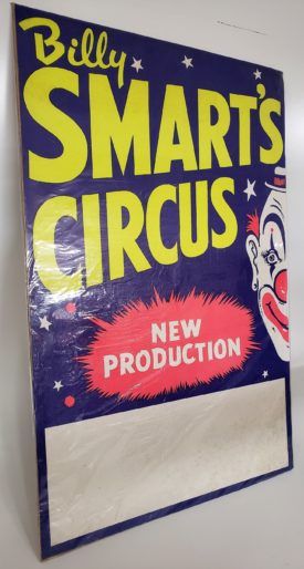 Original Vintage Retro Circus Poster - Billy Smarts Circus Blank Advertising Space Large Colorful 20 x 30 Printed In England
