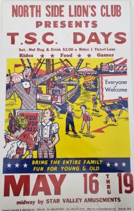 Original Vintage Retro Circus Poster - North Side Lions Club T.S.C. Days