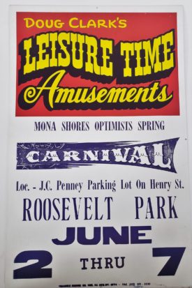 Original Vintage Retro Circus Poster - Doug Clarks Leisure Time Amusements Mona Shores Optimists Springs Carnival