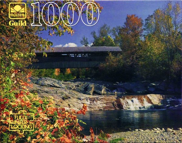 Vintage Golden Guild 1000 Piece Puzzle Covered Bridge Swiftwater, New Hampshire