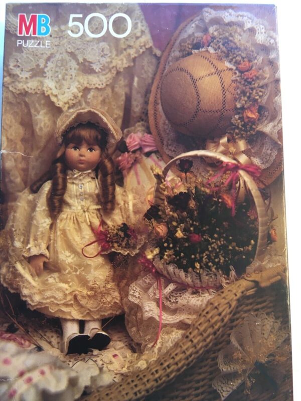 Vintage Milton Bradley Antique Doll In Lace 500 Piece Jigsaw Puzzle