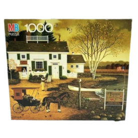 Vintage 1991 Milton Bradley Charles Wysocki Americana Birch Point Cove 1000 Piece Jigsaw Puzzle 4679-21